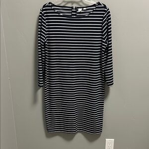 GAP Striped Navy and White Jersey Knit 3/4 Sleeve Dress size Large
